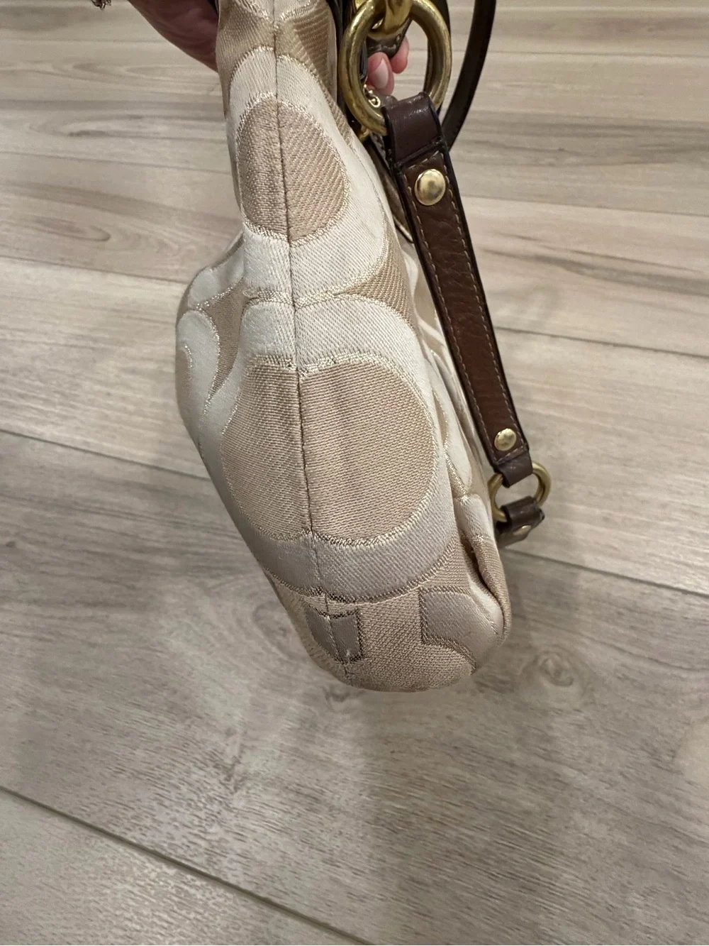Coach 18608 Madison Op Art Metallic Outline Sateen Sophia Handbag Brown